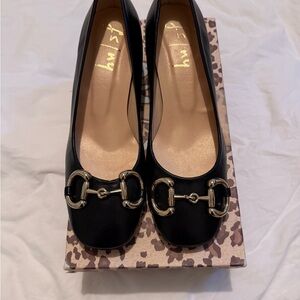 French Sole (FSNY) New in Box Lolita Black and Gold Flats with Horsebit Detail